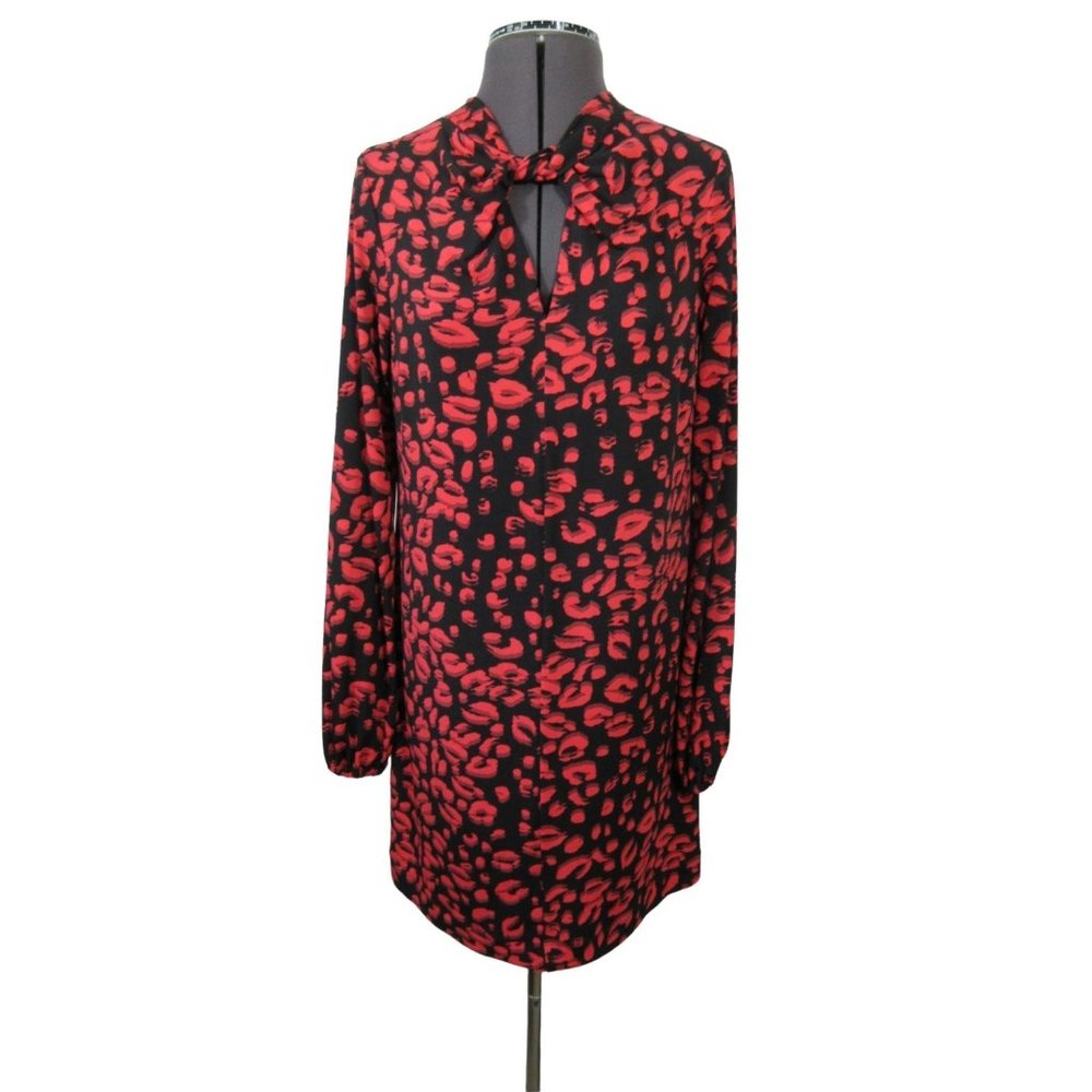 Cynthia Steffe animal print twist‎ neck shift dress